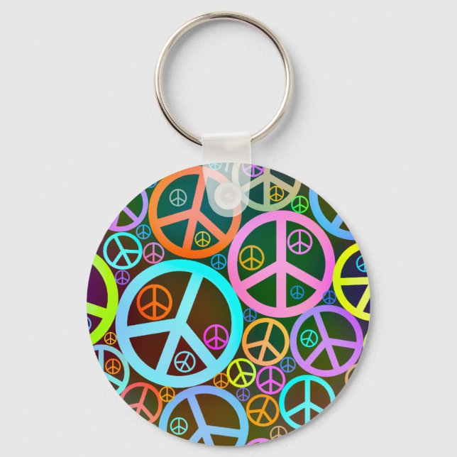 Cool Peace Love Heart Key Ring (Front)