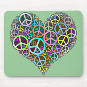 Cool Peace Love Heart Mouse Mat