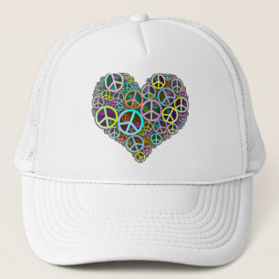 Cool Peace Love Heart Trucker Hat