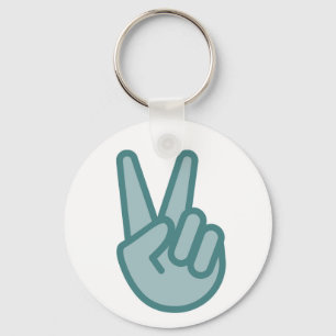 Cool Peace Sign Hand Emoji Key Ring