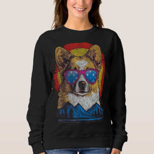 Cool Pembroke Welsh Corgi Wearing Sunglasses Vinta Sweatshirt