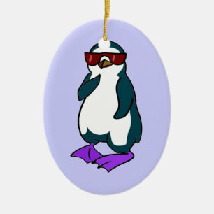 Cool Penguin Ceramic Tree Decoration