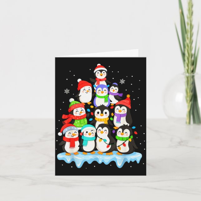 Cool Penguin Christmas Pajamas Shirt Boys, Penguin Card (Front)