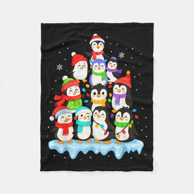 Cool Penguin Christmas Pajamas Shirt Boys, Penguin Fleece Blanket (Front)