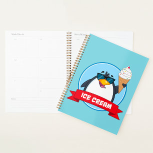 Cool Penguin Holding Ice Cream Planner