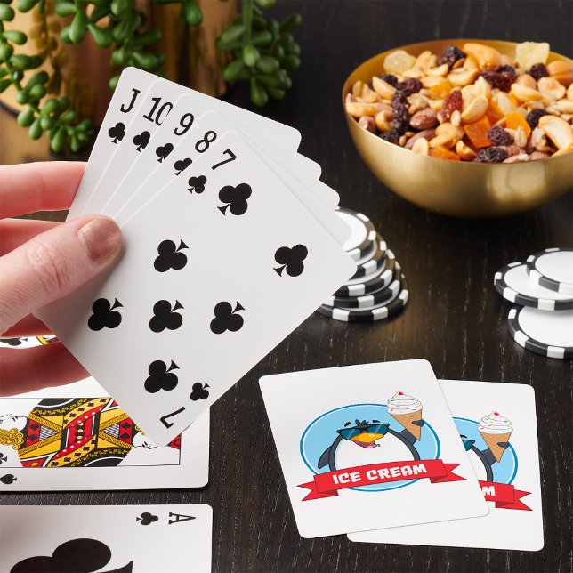 Cool Penguin Holding Ice Cream Playing Cards (Creator Uploaded)