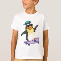 Cool Penguin Skateboard Kids T-Shirt Design – Fun!