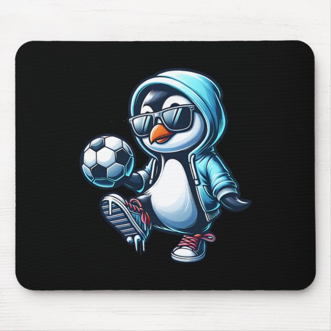 Cool Penguin Soccer Footbyll Player With Sungles  Mouse Mat (Front)
