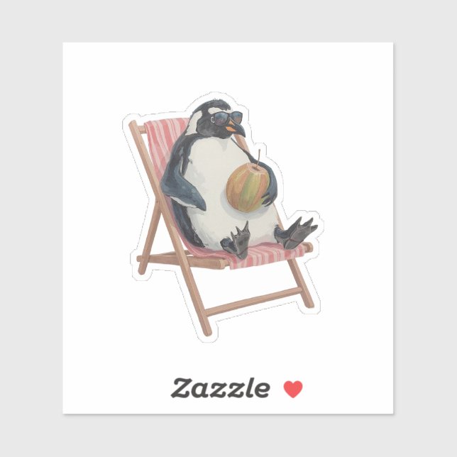 Cool Penguin Sticker | Cute Summer Scrapbook Decal (Sheet)