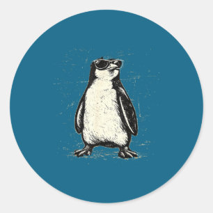 Cool penguin wearing sunglasses vintage animal classic round sticker