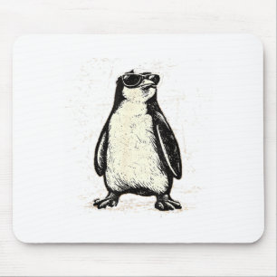 Cool penguin wearing sunglasses vintage animal mouse mat