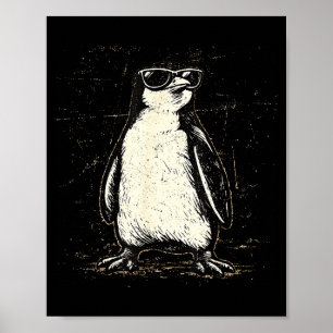 Cool penguin wearing sunglasses vintage animal poster