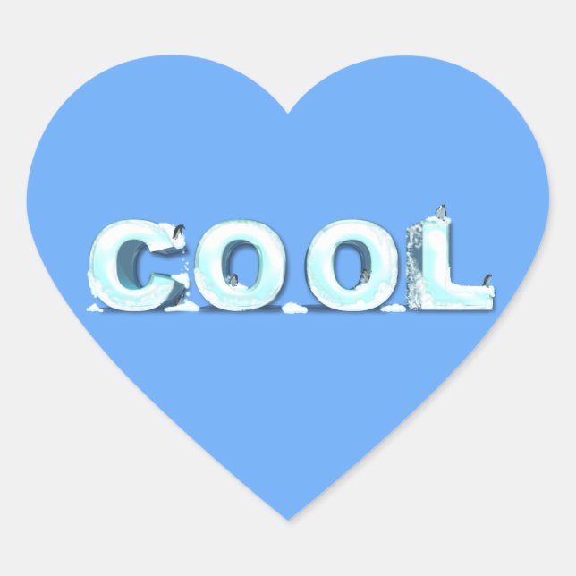 Cool Penguins Heart Sticker (Front)