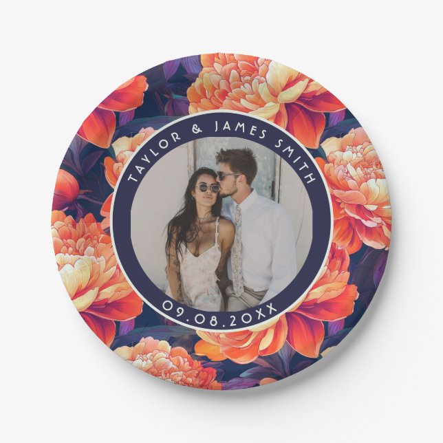 Cool Peonies Plates For Wedding After Party (Front)