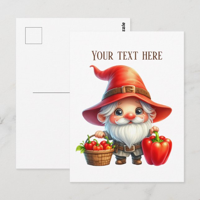 Cool pepper gnome customisable  postcard (Front/Back)