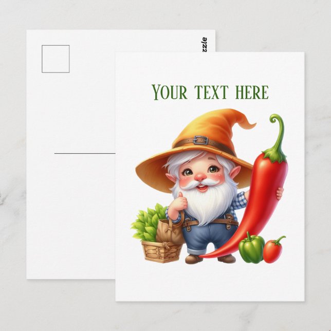 Cool pepper gnome customisable postcard (Front/Back)