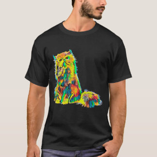 Cool Persian Cat Vintage Coloured Design T-Shirt