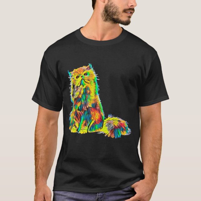 Cool Persian Cat Vintage Coloured Design T-Shirt (Front)