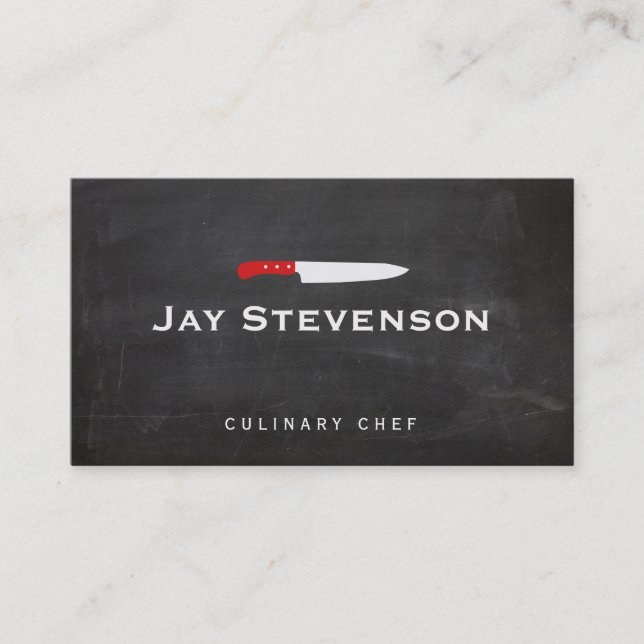 Cool Personal Chef Knife Black Catering Logo Business Card (Front)
