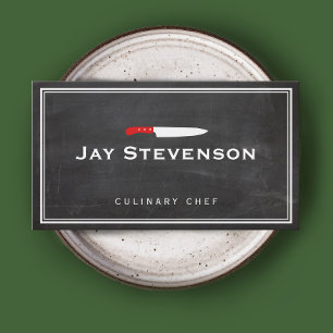 Cool Personal Chef Knife Black Catering Logo Business Card