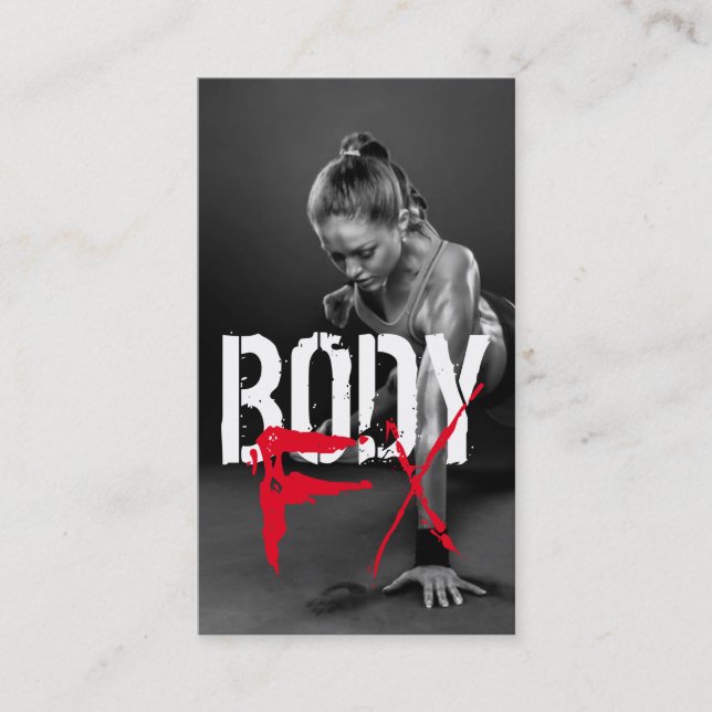 Cool Personal Trainer Gym Fitness Business Card (Front)