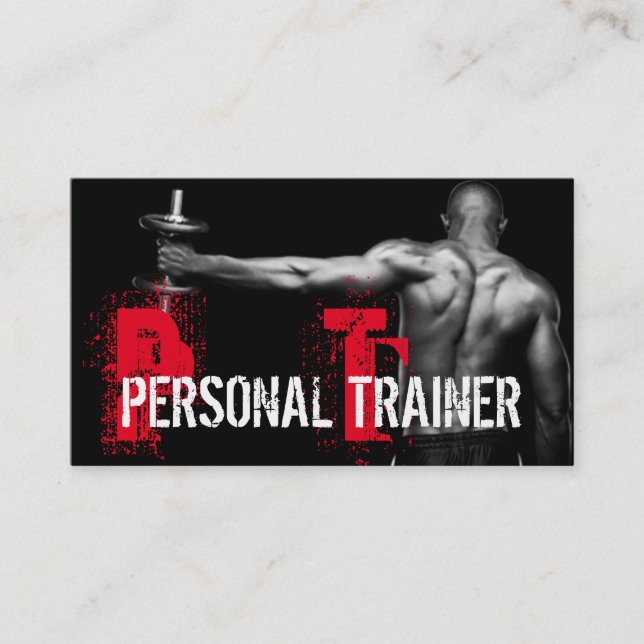Cool Personal Trainer Gym Fitness Business Card (Front)