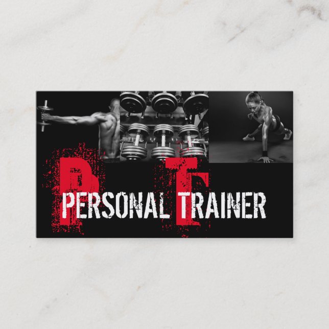 Cool Personal Trainer Gym Fitness Business Card (Front)