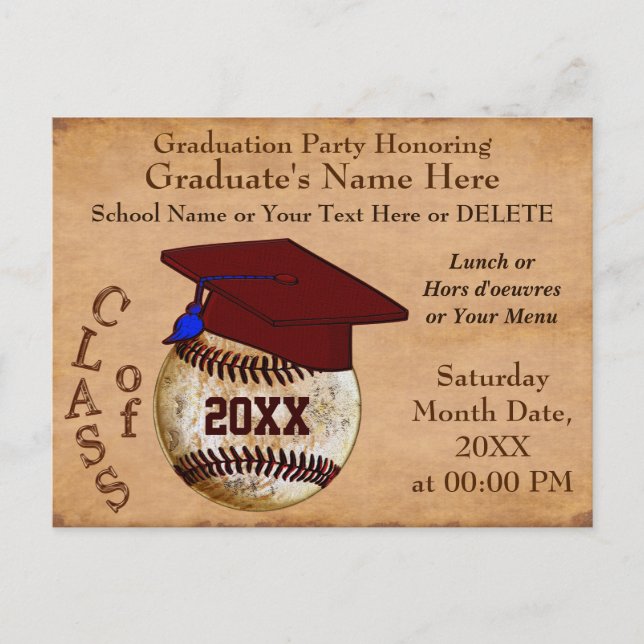 Cool Personalised Baseball Graduation Invitations (Front)