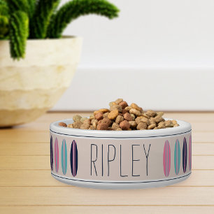 Cool Personalised Beach Surfboard Pattern Pet Bowl