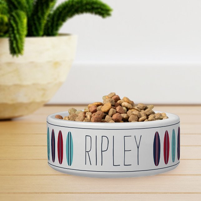 Cool Personalised Beach Surfboard Pattern Pet Bowl (Creator Uploaded)