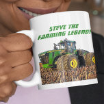 Cool Personalised Farming Legend Tractor Equipment Coffee Mug<br><div class="desc">"ADD YOUR NAME" FARMING LEGEND! A great gift for the farmer in your life who loves what they do. This design features a big tractor standing in corn stalks working the ground.</div>