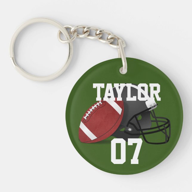 Cool Personalised football player Name and Number Key Ring (Front)