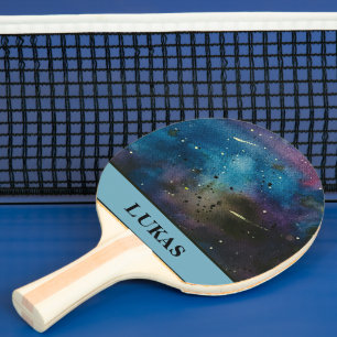 Cool Personalised Galaxy Watercolor Outer Space Ping Pong Paddle