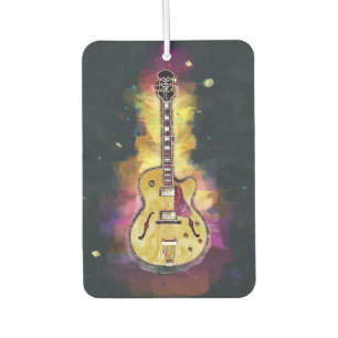 Cool Personalised Guitar Art   Bright Yellow Pink Car Air Freshener