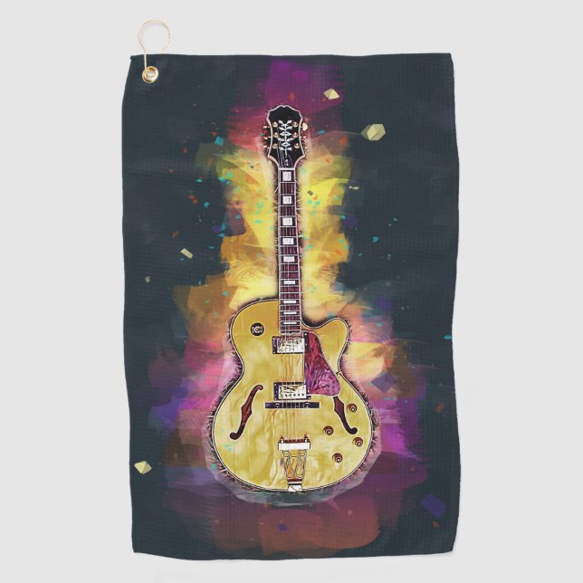 Cool Personalised Guitar Art Golf Towel (Front)