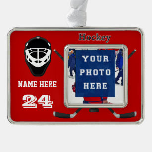 Cool Personalised Hockey Ornaments PHOTO, 2 TEXT
