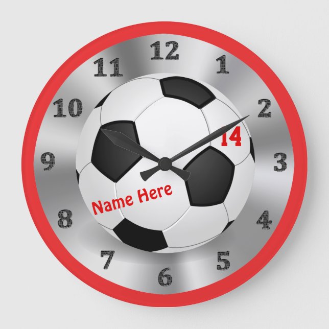 Cool Personalised Soccer Clock for Soccer Bedrooms (Front)