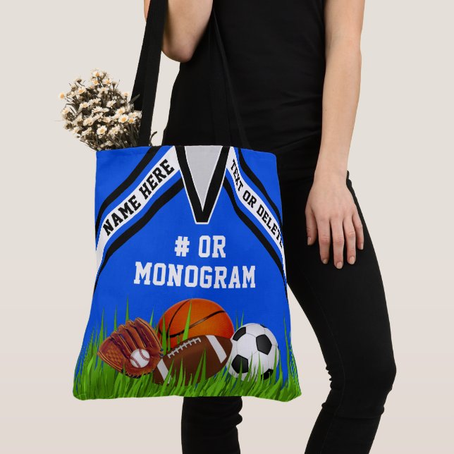 Cool Personalised Sports Tote Bag, Your Text (Close Up)