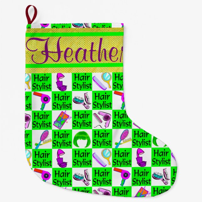 COOL PERSONALIZED HAIR STYLIST CHRISTMAS STOCKING (Front)