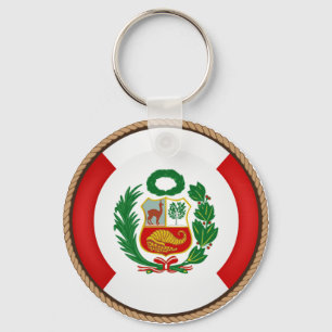 Cool Peru Flag Seal Key Ring