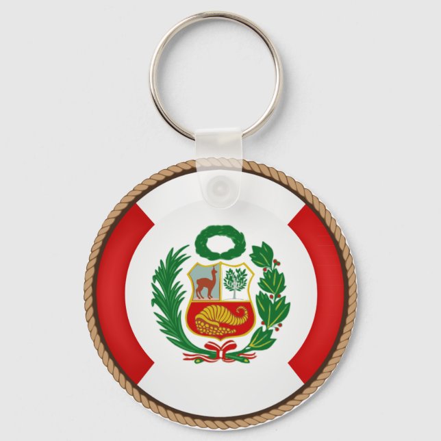 Cool Peru Flag Seal Key Ring (Front)