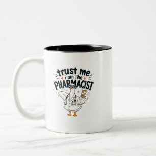 Cool Pharmacist Duck Funny Pharmacy Design Two-Tone Coffee Mug