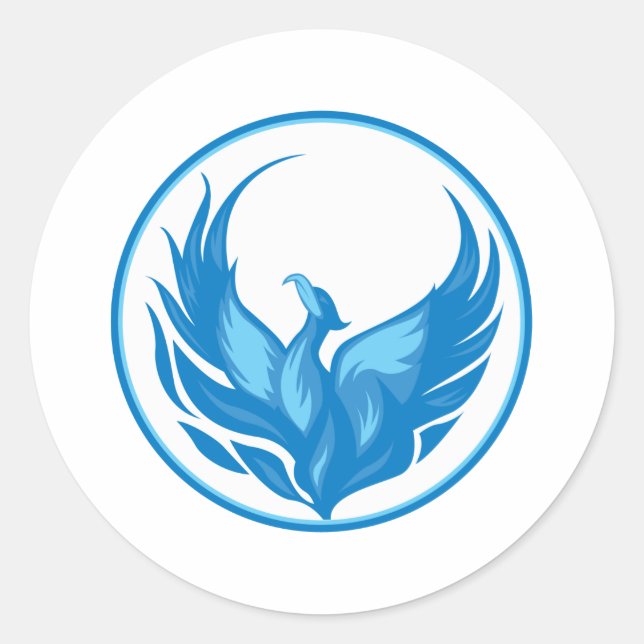 Cool Phoenix Bird Design Classic Round Sticker (Front)
