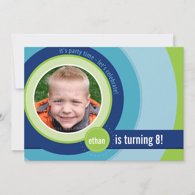COOL PHOTO BIRTHDAY INVITES :: circular 4L (Front)