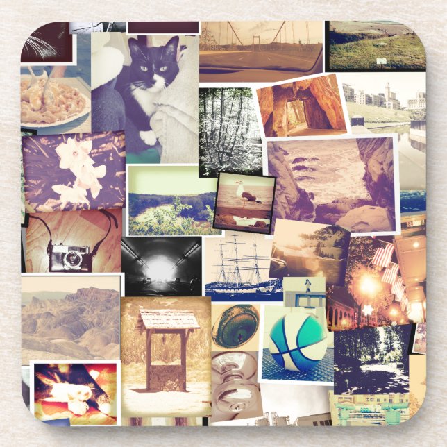 Cool Photo Filter Hipster Collage Coaster (Front)