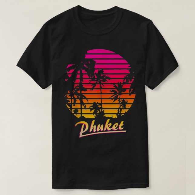 Cool Phuket 80s Palm Trees Summer Sunset  T-Shirt (Design Front)