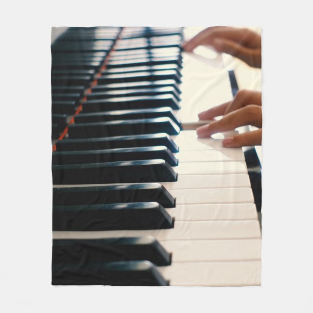 Cool Piano Design Fleece Blanket (Front)