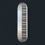 Cool Piano Keys, Silver Skateboard<br><div class="desc">Piano keys on a silver background.</div>