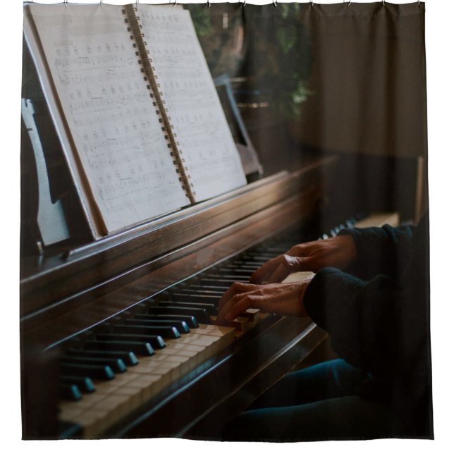 Cool Piano Shower Curtain (Front)
