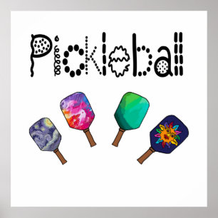 Cool Pickleball and Paddles Sports Art Poster